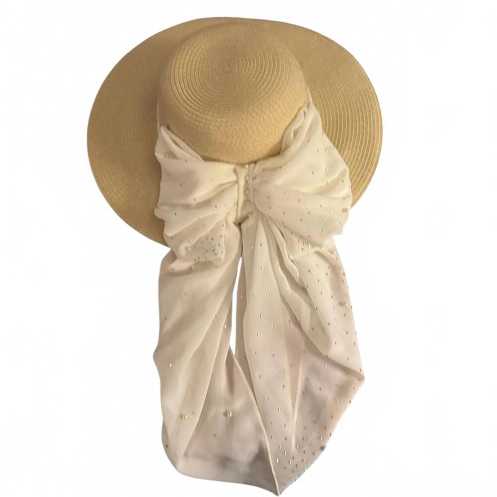 NEW SAGE & CLARE women’s sun hat in tan/white